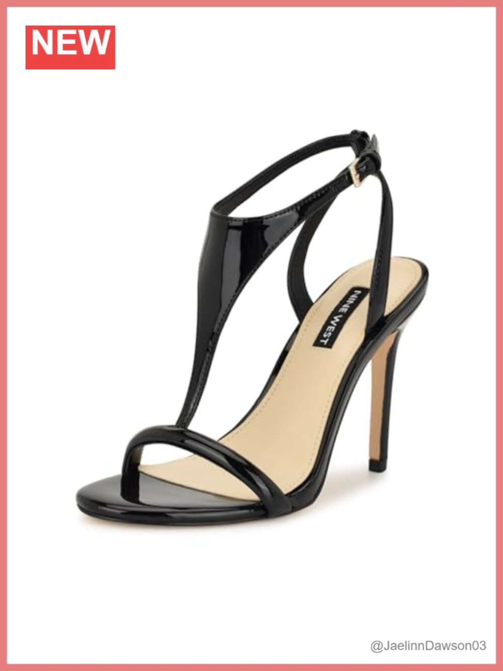 Faux Patent Leather Stiletto Heeled Sandals Open Toe Adjustable Ankle Strap